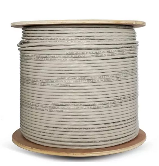 Linkbasic 305M Drum Cat6a Solid Grey UTP Cable